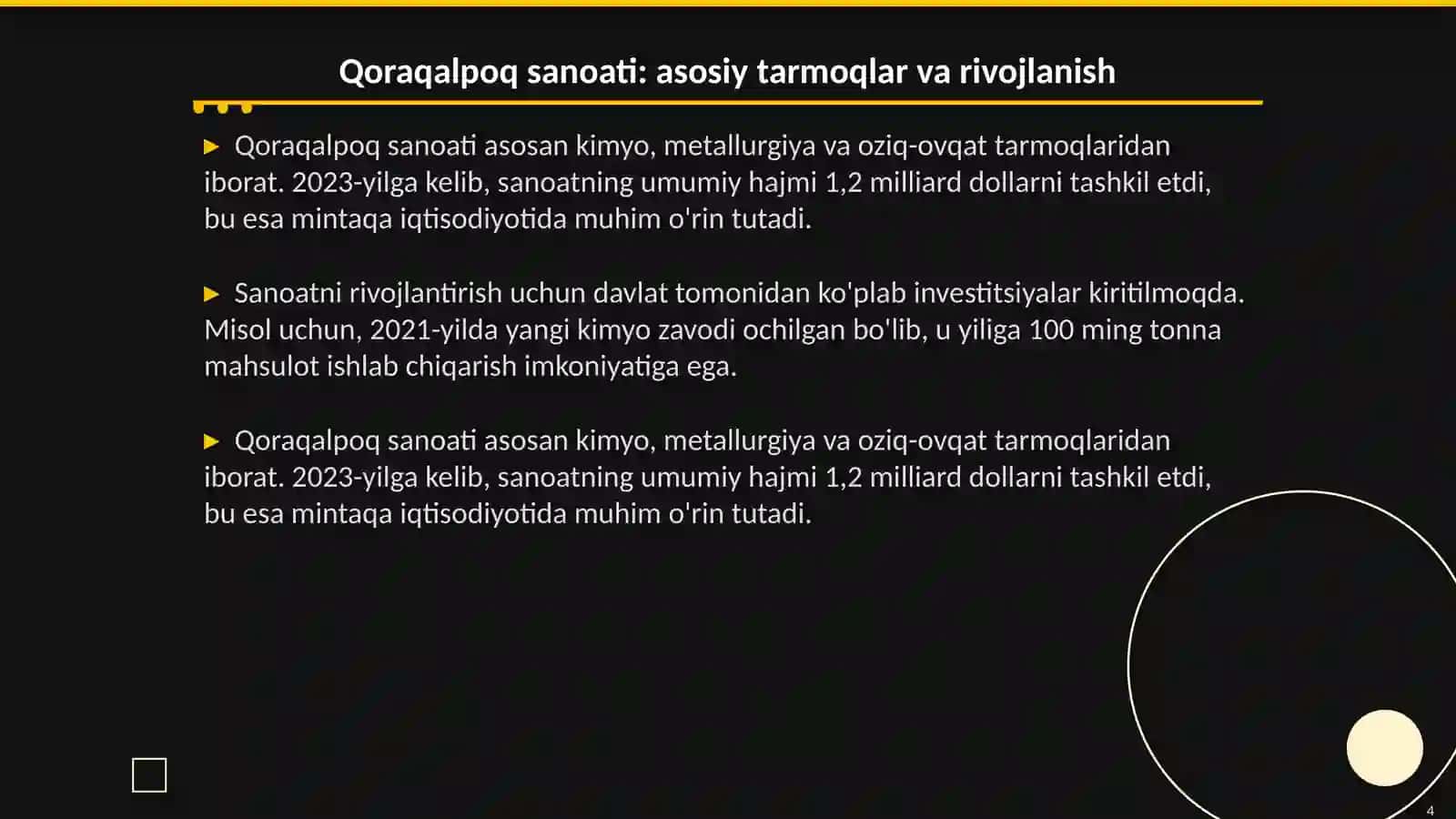 Qoraqalpoq xalq xoʻjaligi, sanoati va xunarmandchiligi 4