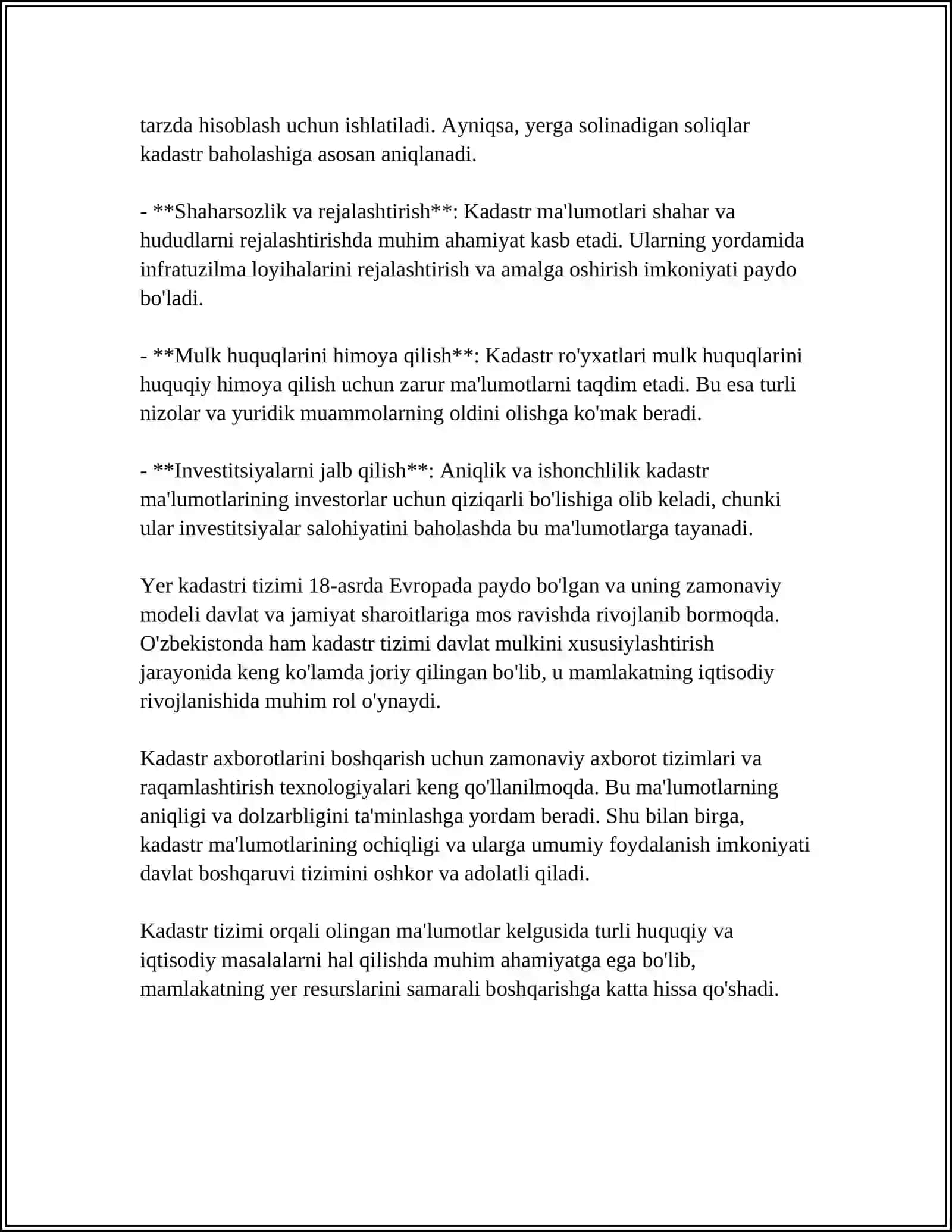 MUSTAQIL ISH Mavzu: KADASTR SYOMKASI UCHUN PLAN OLISH SHAXOBCHASINI YARATISH 4