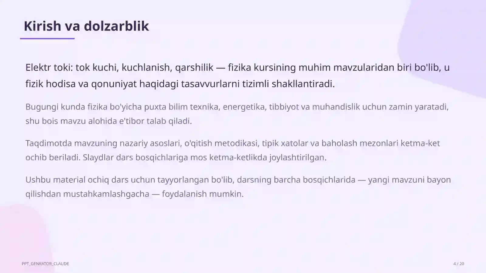 Elektr toki: tok kuchi, kuchlanish, qarshilik (8-sinf) 4