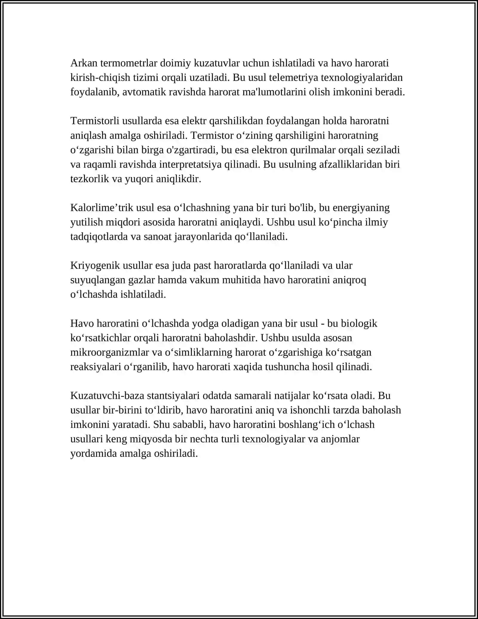 HAVO HARORATIGA BOSHLANGICH ISHLOVI 4