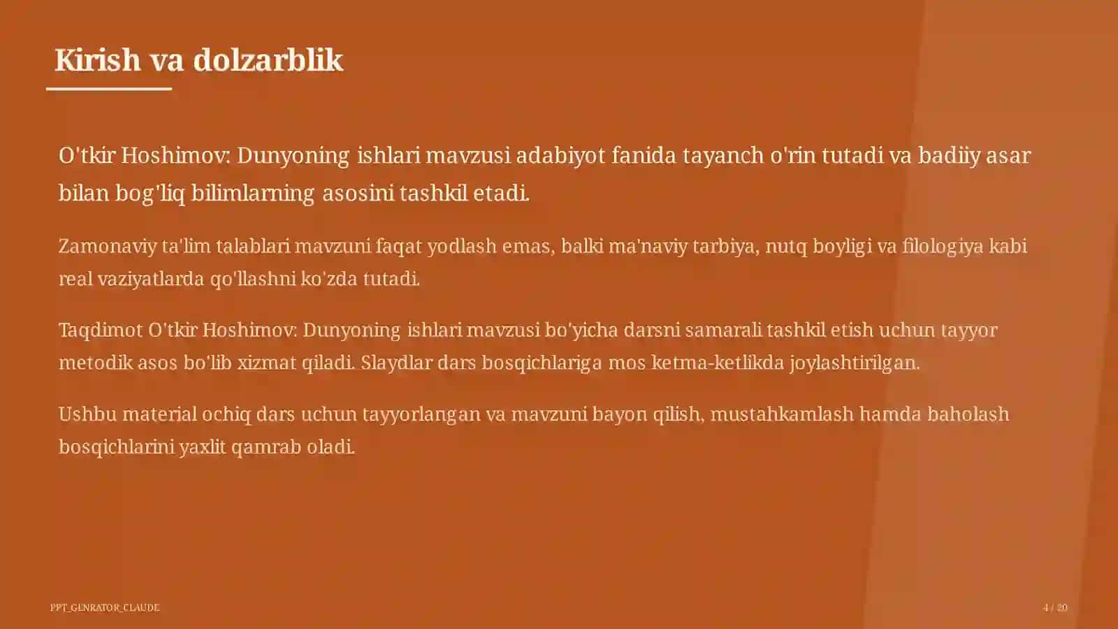 O'tkir Hoshimov: Dunyoning ishlari (7-sinf) 4
