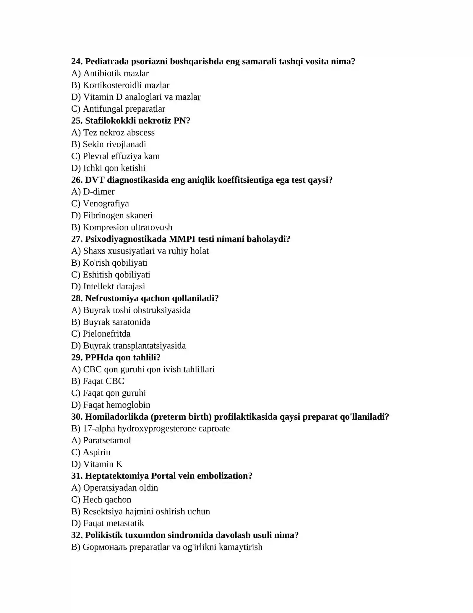 Klinik ordinator testlari 4
