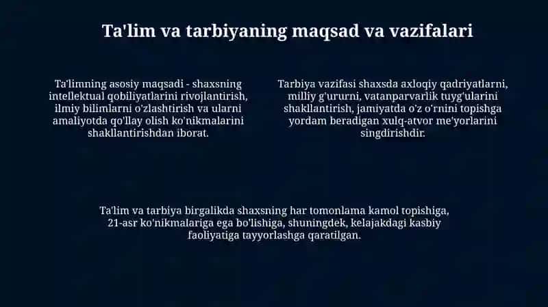 Umumiy pedagogikada ta'lim va tarbiyaning mohiyati 4