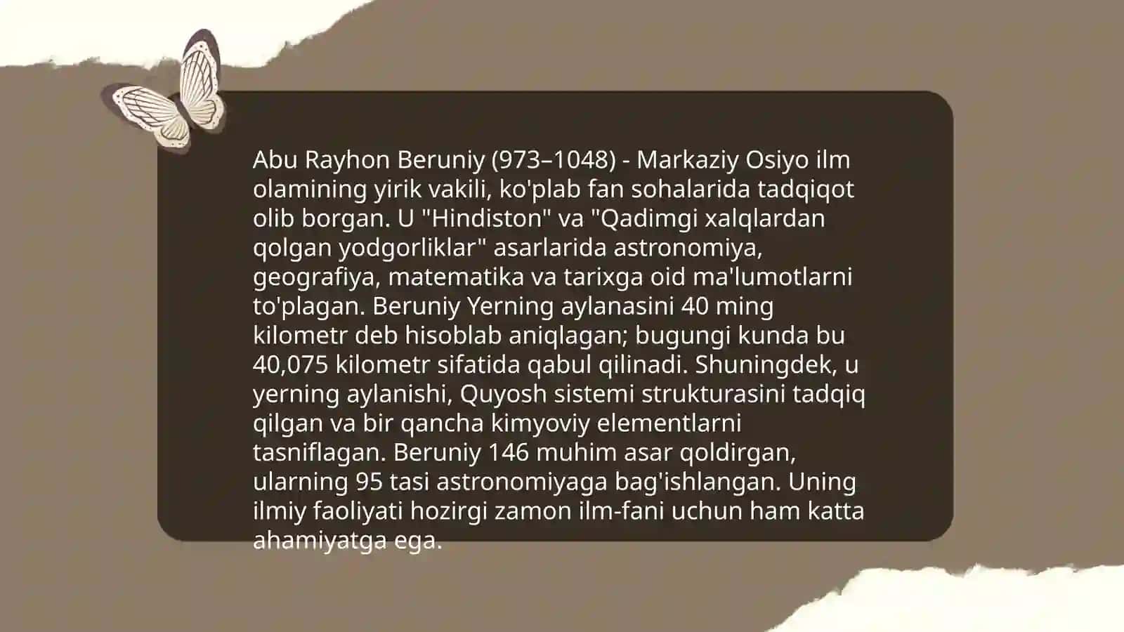 IX-XII asrlarda mamlakatimiz hududida ro‘y bergan madaniy uyg‘onish (Renessans). Buyuk allomalarning jahon sivilizatsiyasiga qo‘shgan hissasi 4
