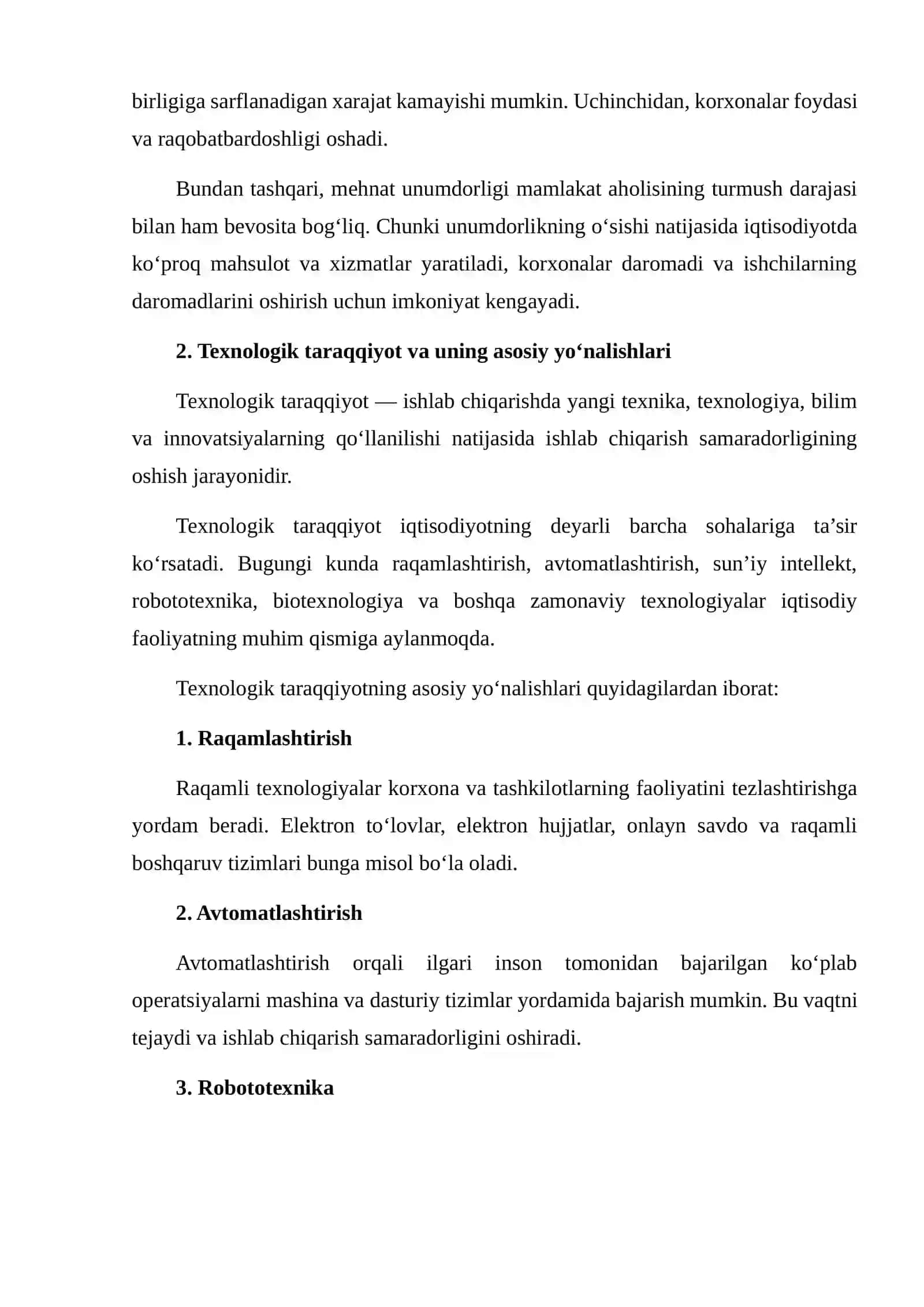 MEHNAT UNUMDORLIGI VA TEXNOLOGIK TARAQQIYOTNING IQTISODIY O‘SISHDAGI ROLI 4