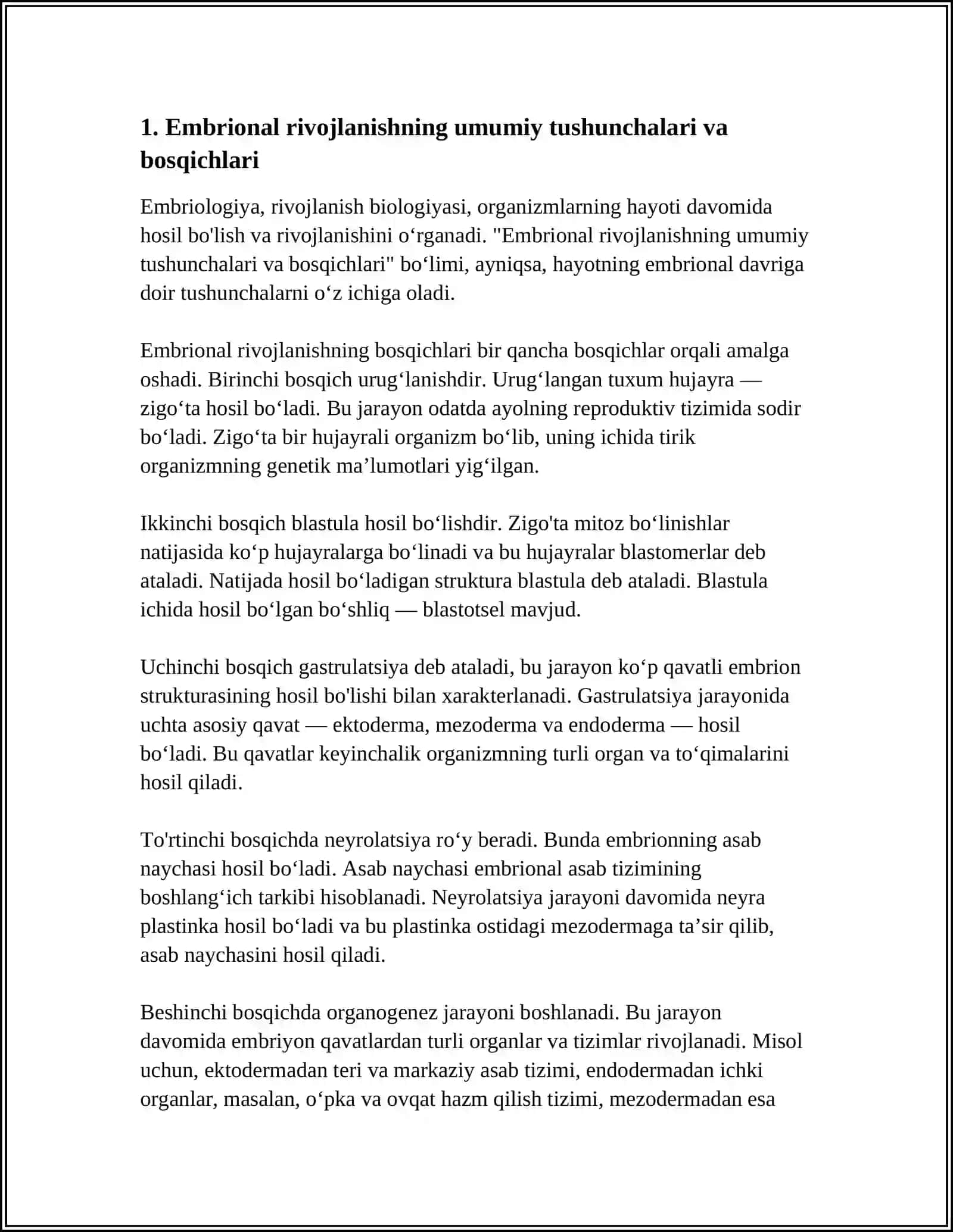 EMBRIONAL RIVOJLANISH DAVRLARI VA UNING UMUMIY TAVSIFI 4