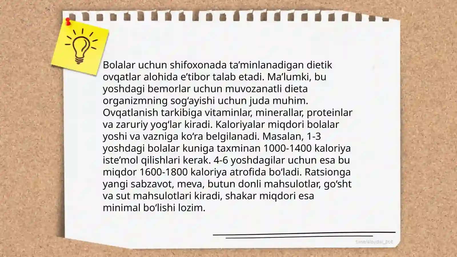 Bolalarni shifohona sharoitida ovqatlantirishni tashkil qilish 4