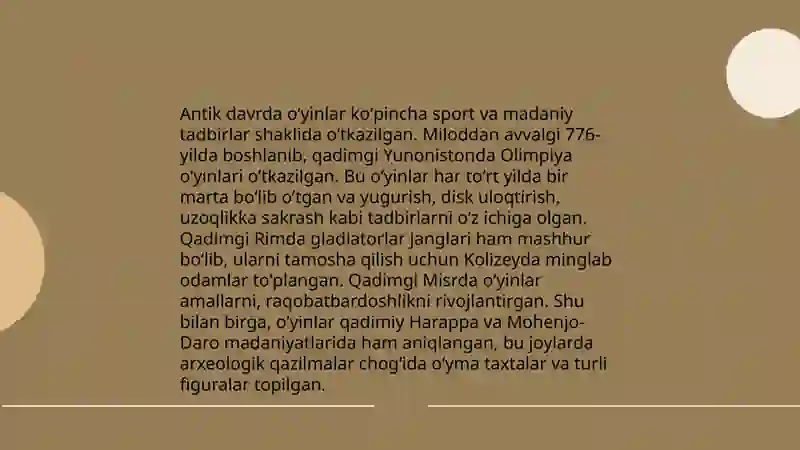 Oʻyining kelib chiqish tarixi 4