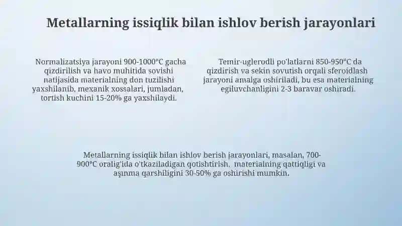 Termik ishlov berish usullari va ular orqali material xossalari o'zgarishi 4