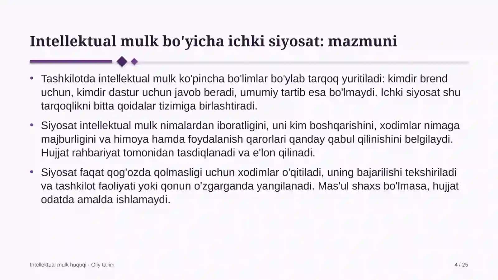 yangiliklar saytlarida intellektual mulk bo'yicha ichki siyosatni ishlab chiqish 8662 4