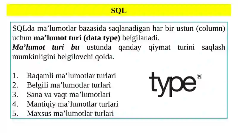 SQL tartiblangan so’rovlari asoslari 4