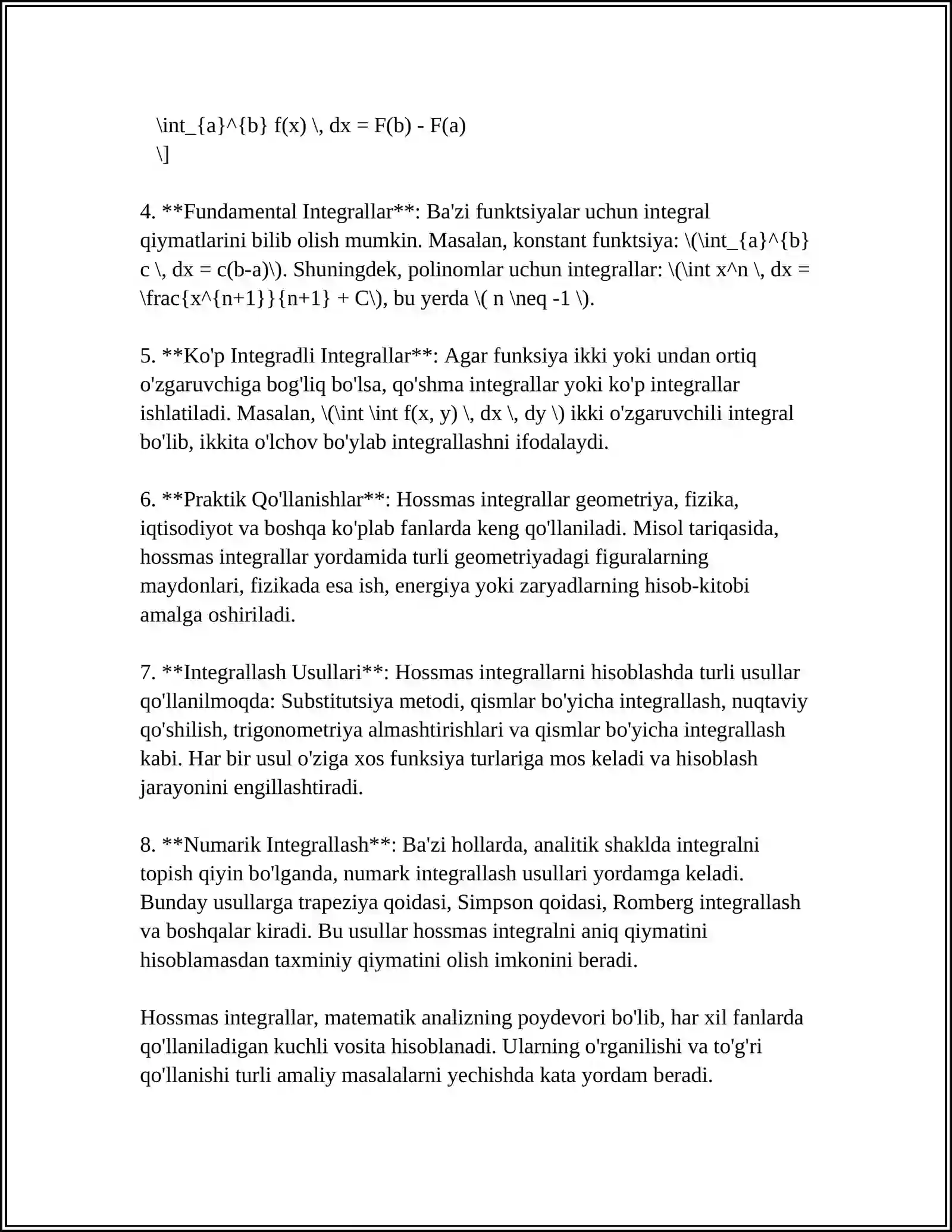 HOSSMAS INTEGRALLAR 4