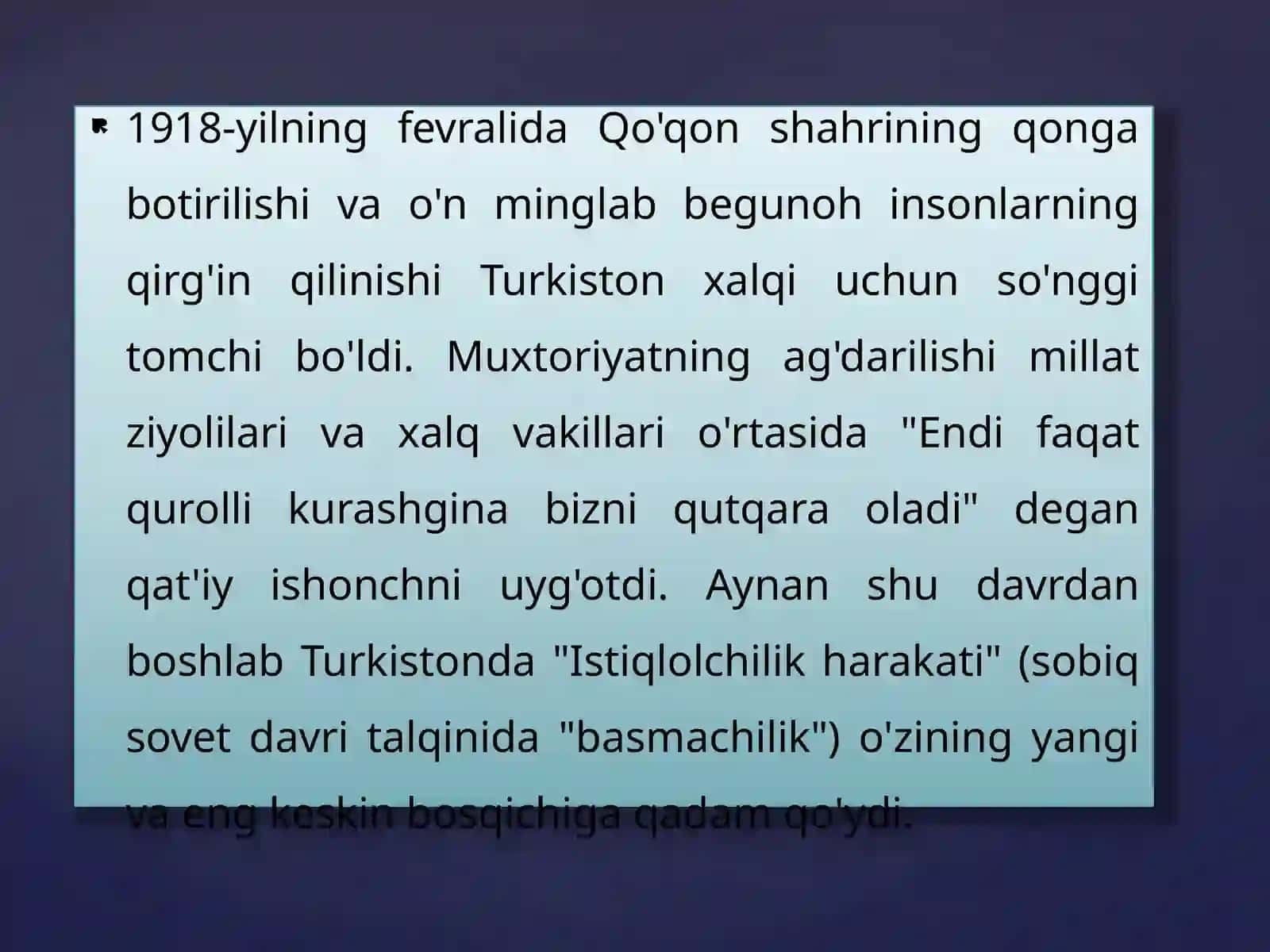 Turkistonda Mustabid Sovet hokimiyatiga qarshi qurolli harakat tarixi 4