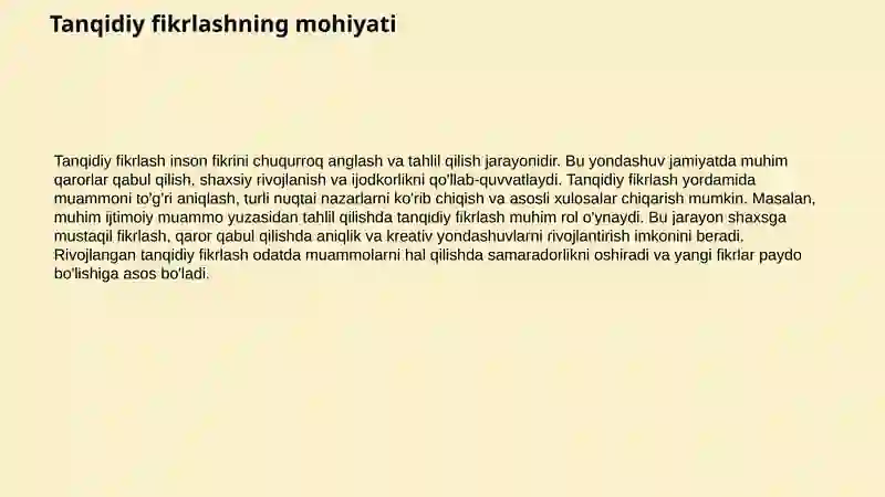 Tanqidiy fikrlashni rivojlantirish texnologiyasi 4