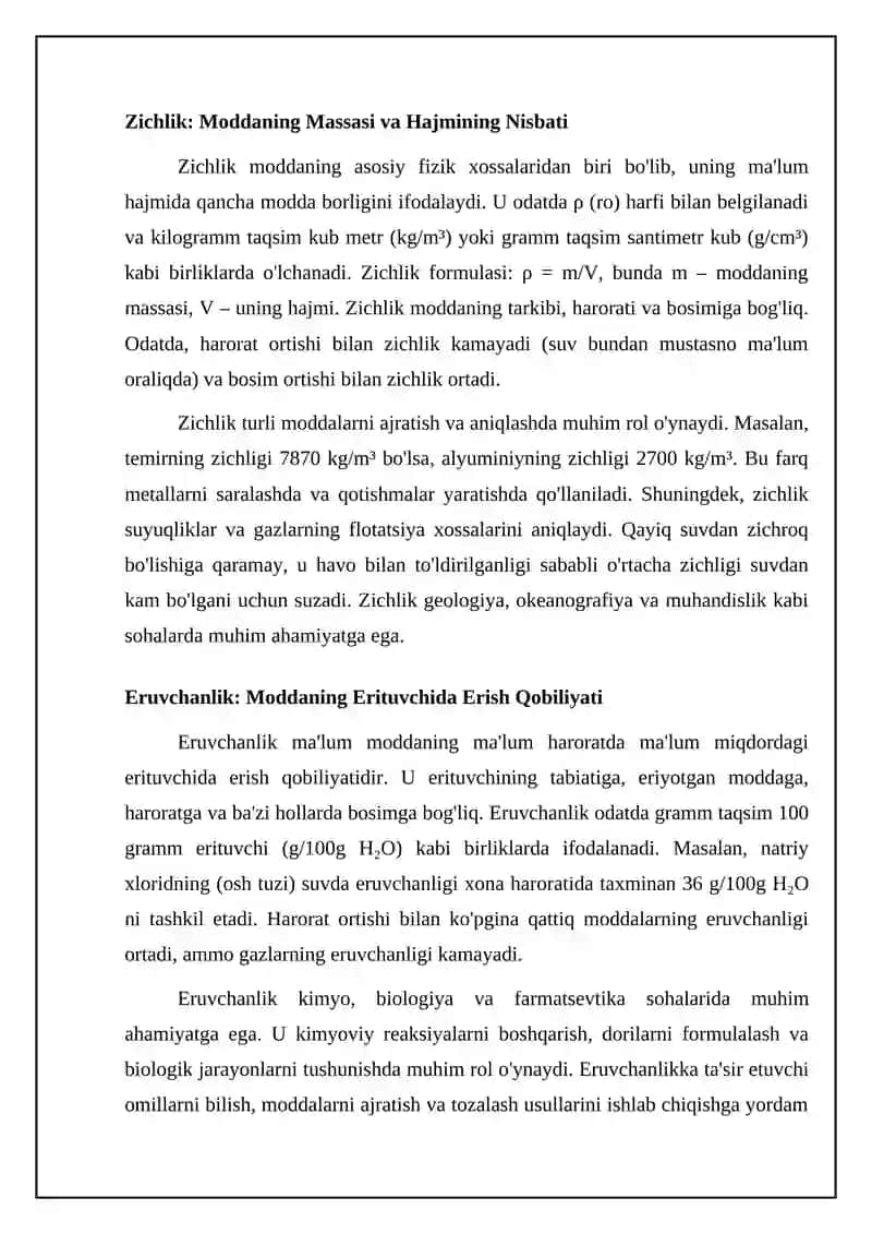 Materiyaning asosiy fizikaviy xossalari va uning turli agregat holatlaridagi xususiyatlari 4