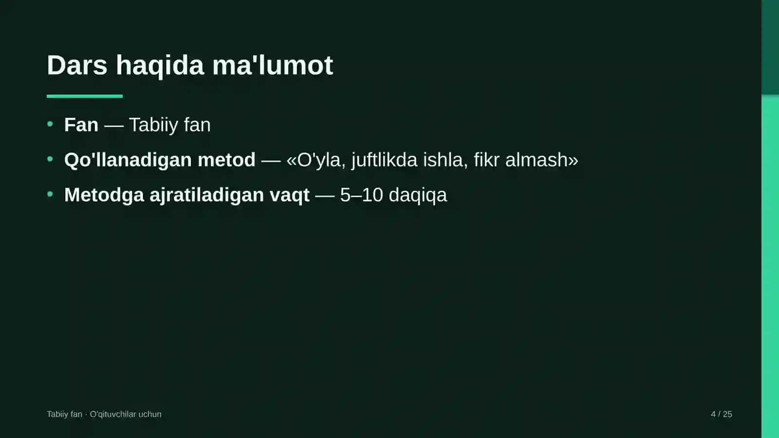 tabiiy fan darslarida o'yla juftlikda ishla fikr almash metodidan foydalanish 1776 4