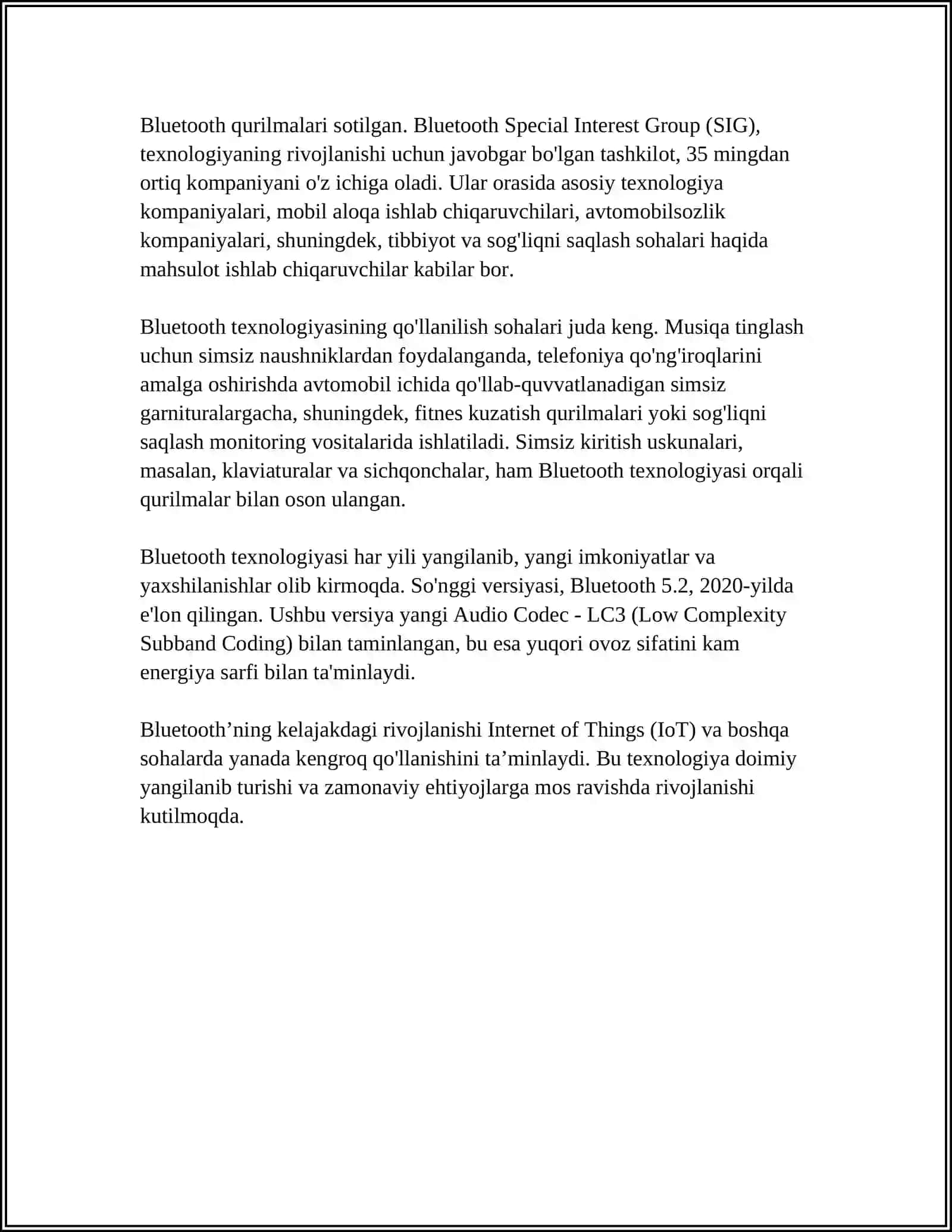 BLUETOOTH XAQIDA MA'LUMOTLAR 4