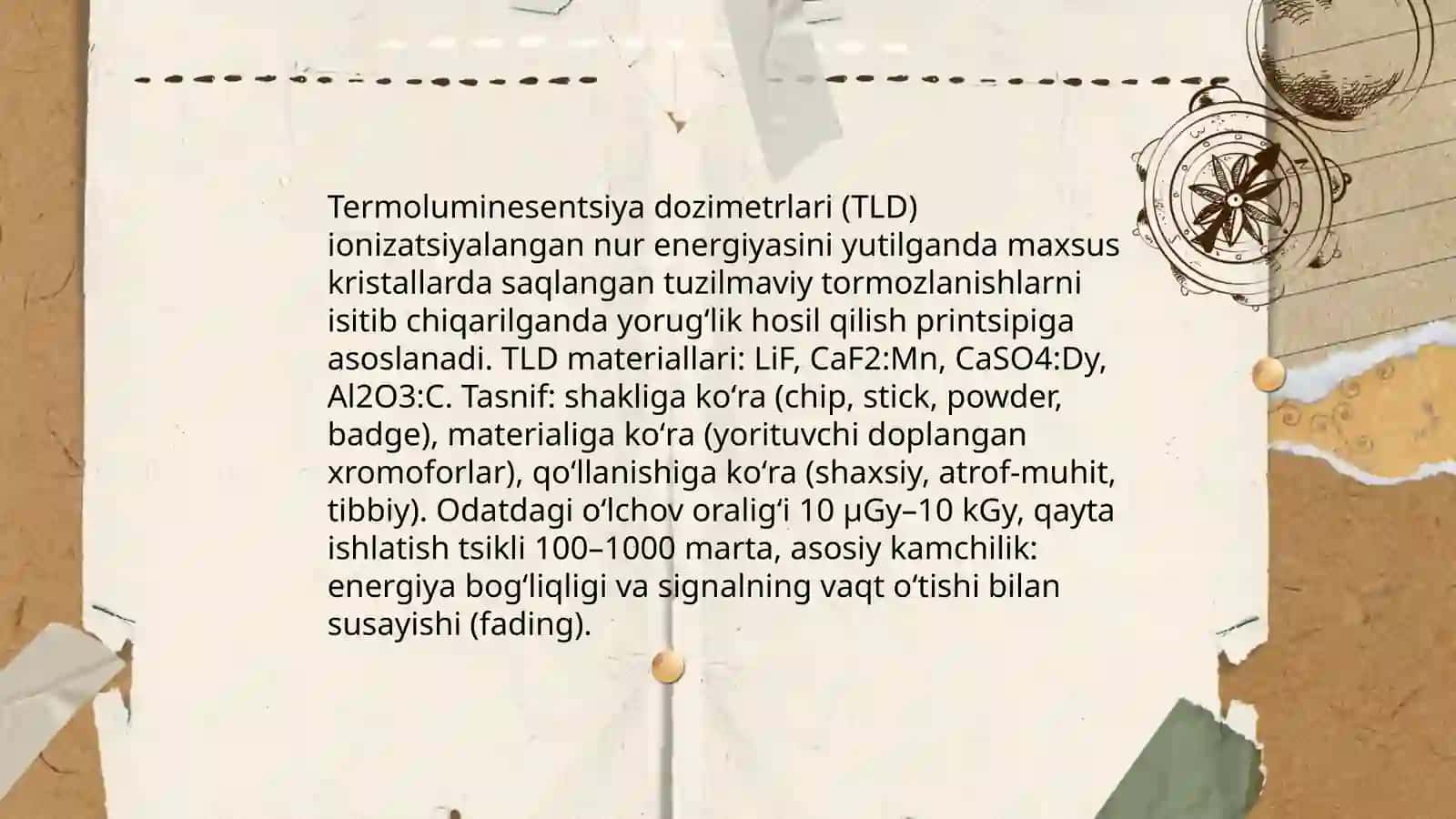 DOZIMETRIYA METODLARI. DOZIMETRIK ASBOBLAR TASNIFI 4