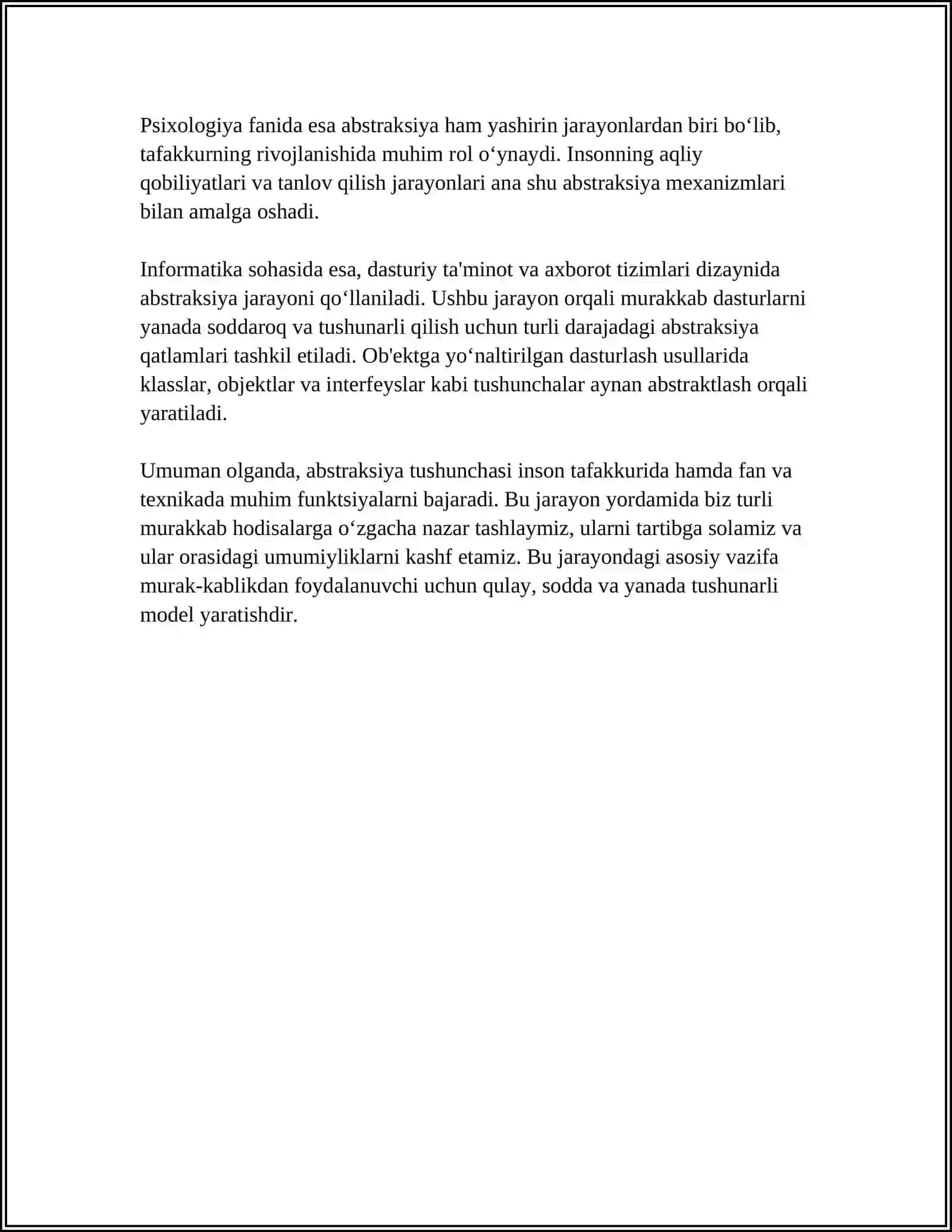 ABSTRAKSIYA TUSHUNCHASI. XULOSA VA HUKM. AKTIV VA PASSIV XAYOL. XAYOL TURLARI 4