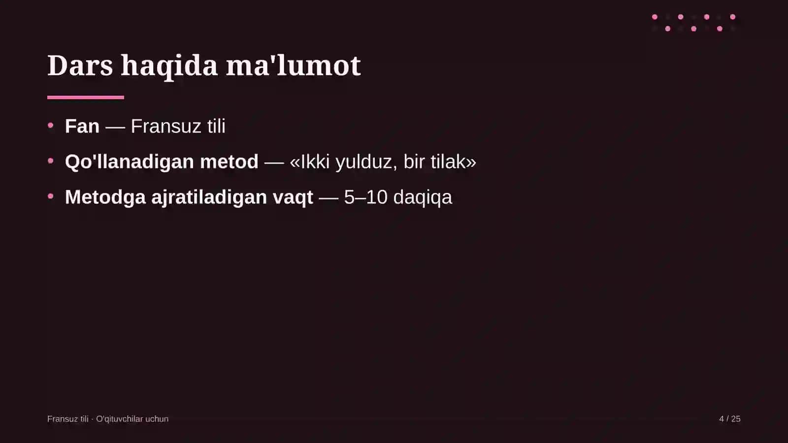 fransuz tili darslarida ikki yulduz bir tilak metodidan foydalanish 3908 4