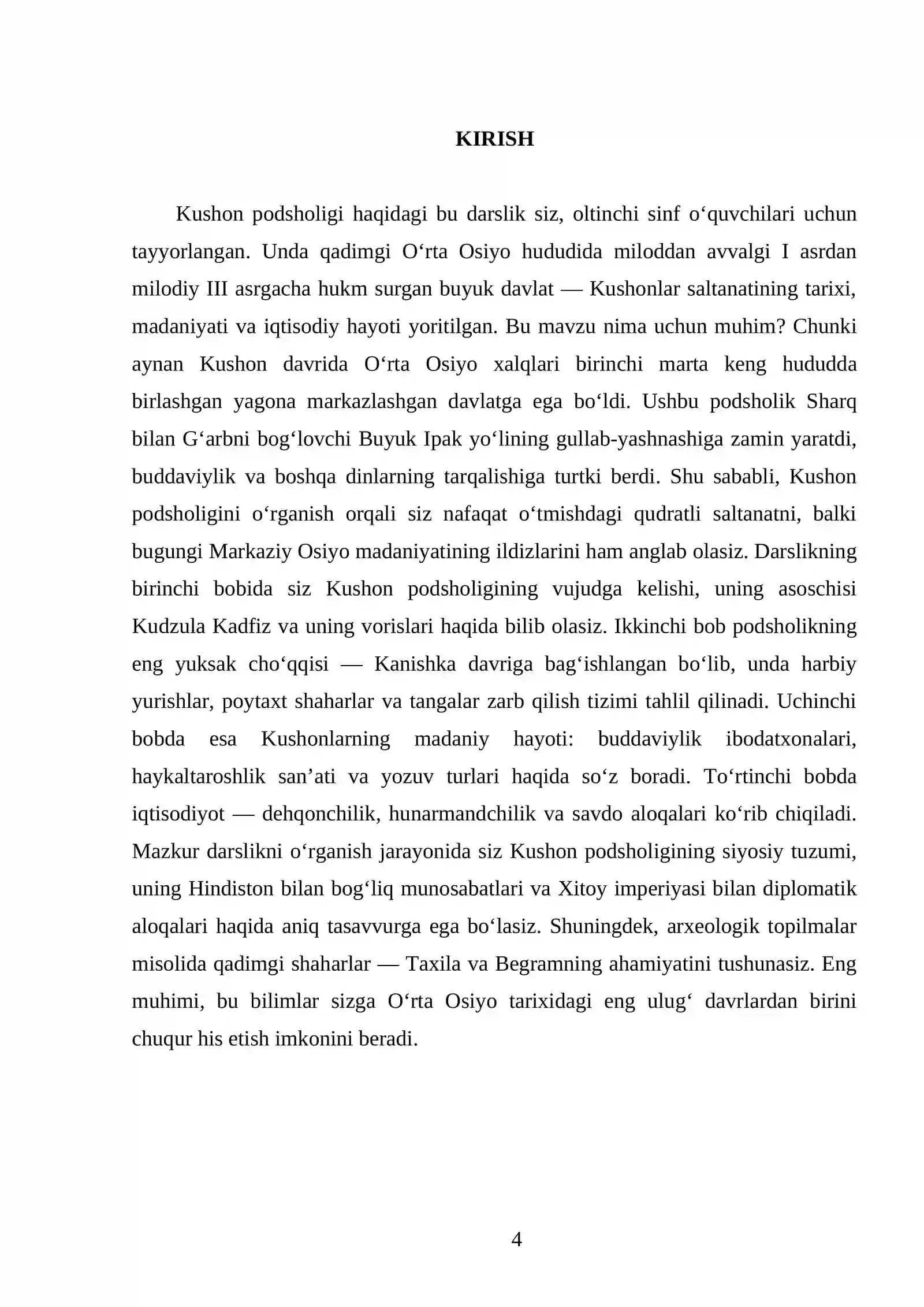 KUSHON PODSHOLIGI. 6- SINF 4