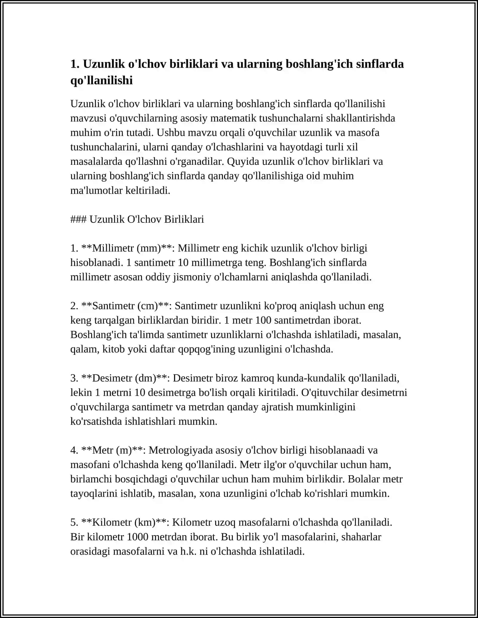 BOSHLANG'ICH SINFLARDA UZUNLIK, MASSA, SIG'IM MIQDORLARINI O'QITISH JARAYONIDA AMALIY ISHLARNING ROLI 4
