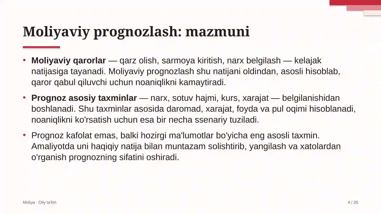 Moliyaviy prognozlash 4
