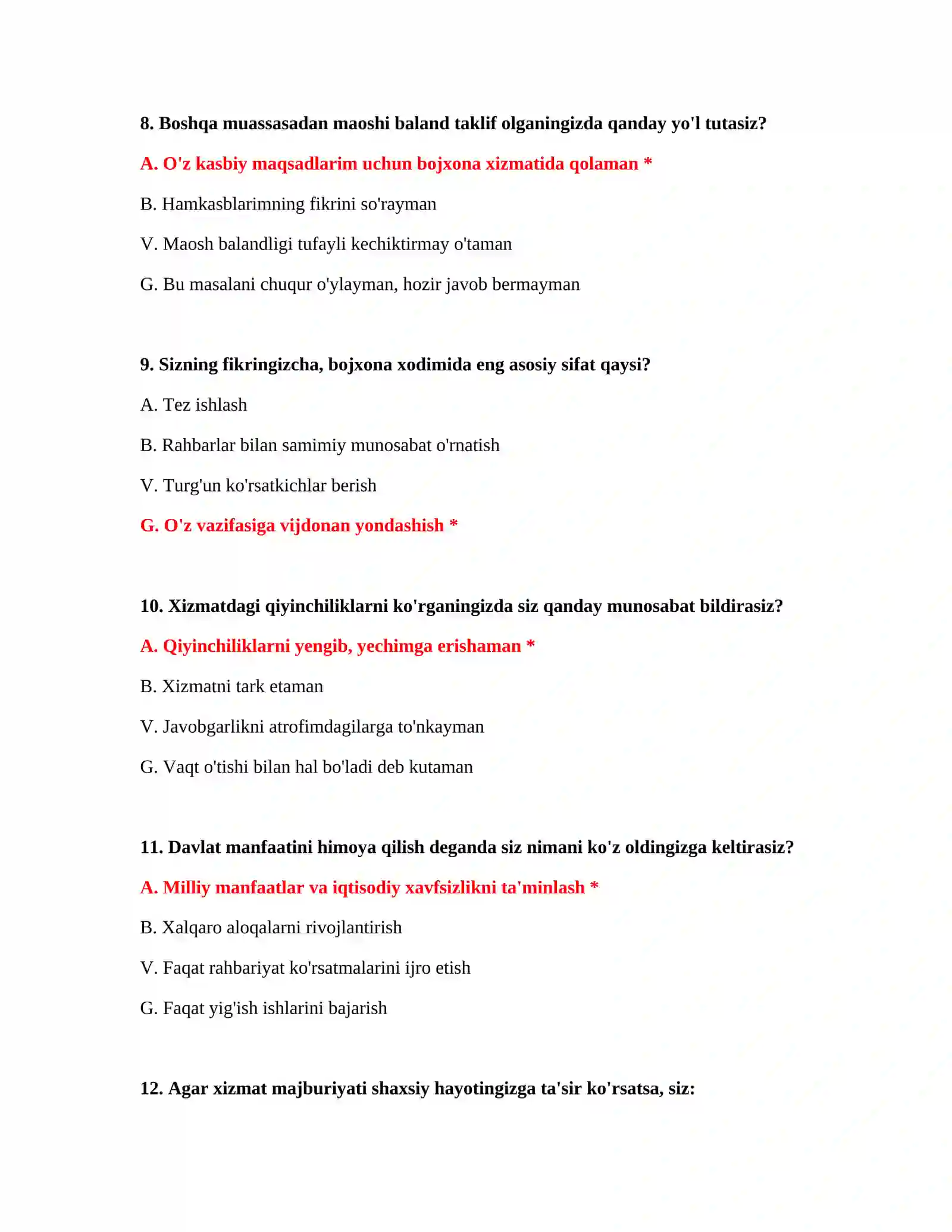 Bojxona ishga kirish savollari PDF 4