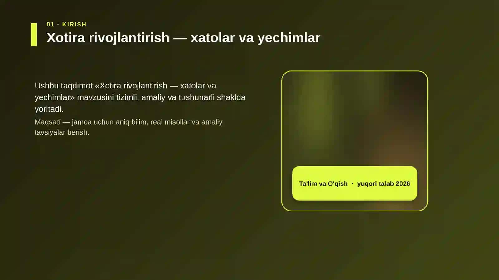 Xotira rivojlantirish — xatolar va yechimlar 4