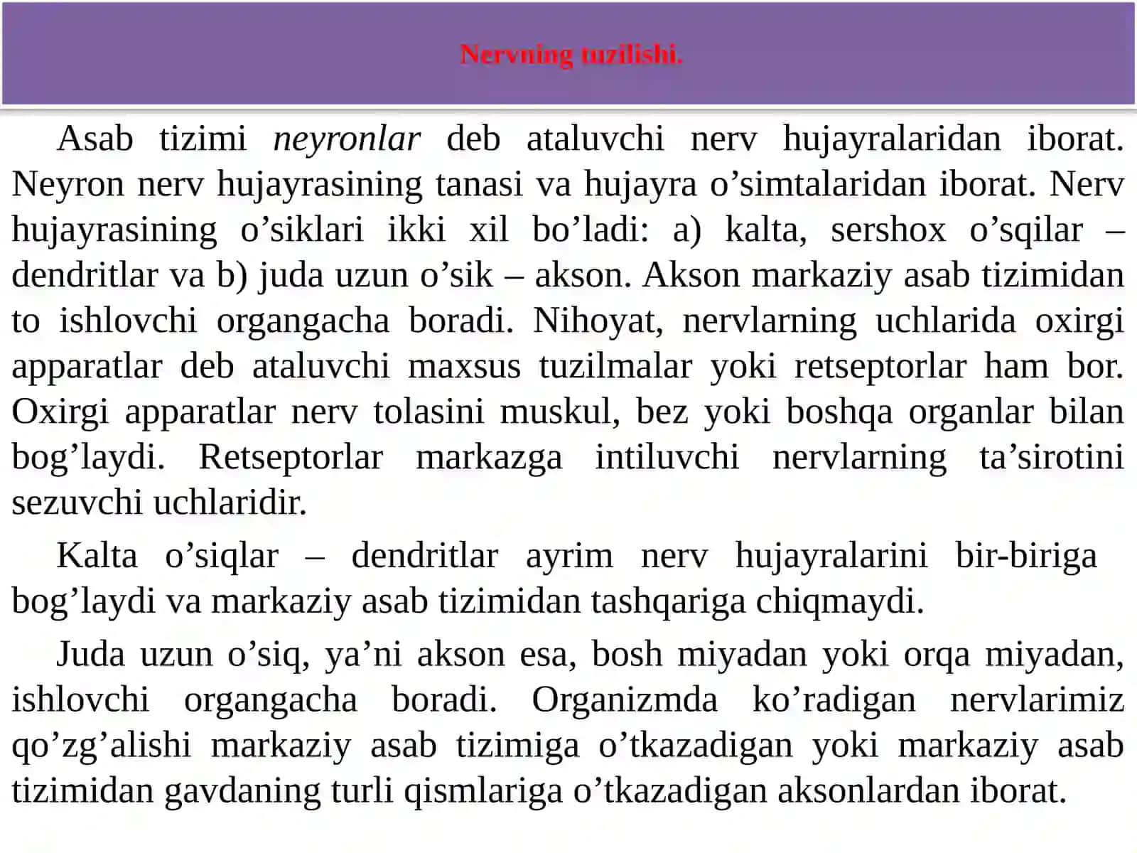 Nerv Sistemasi va Boshqarilishi 4