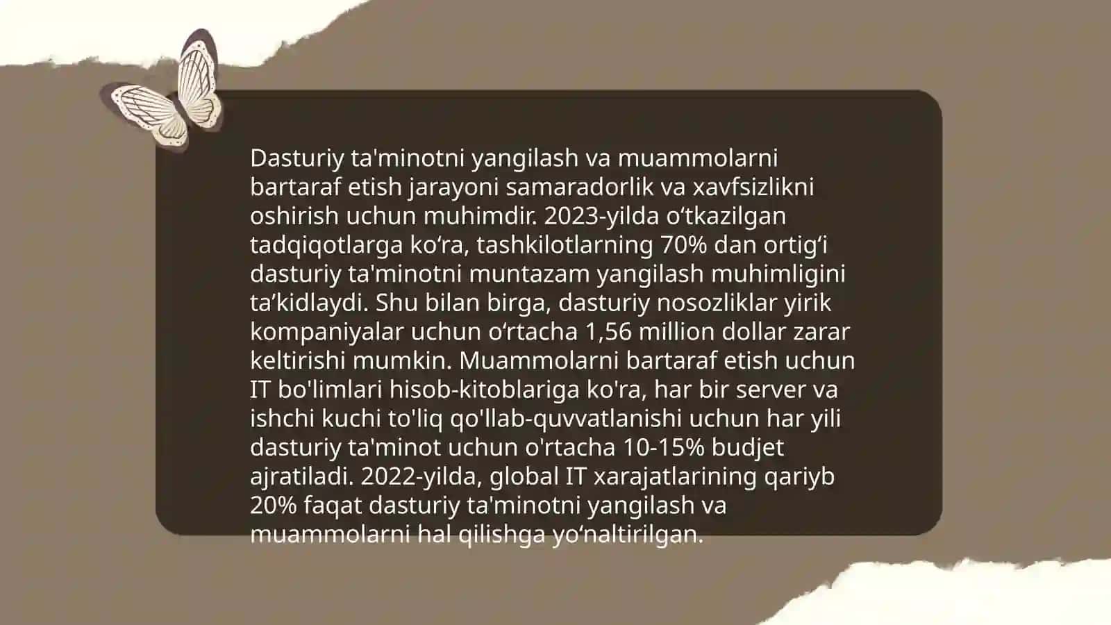 Axborot tizimlarida texnik xizmat ko'rsatish va qo'llab quvvatlash 4