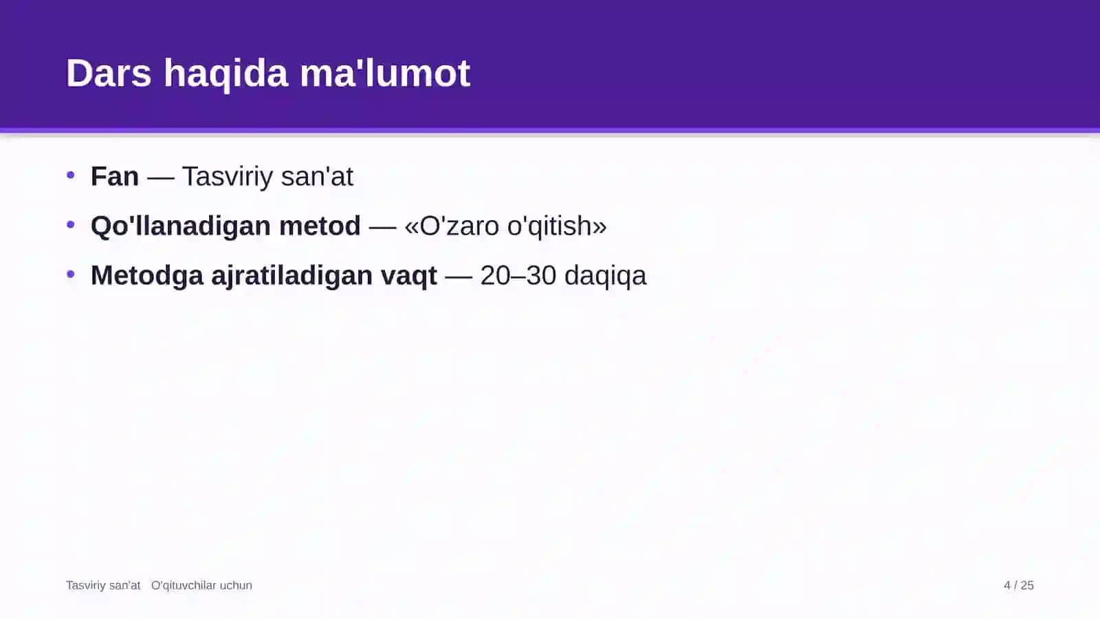 tasviriy san'at darslarida o'zaro o'qitish metodidan foydalanish 3031 4