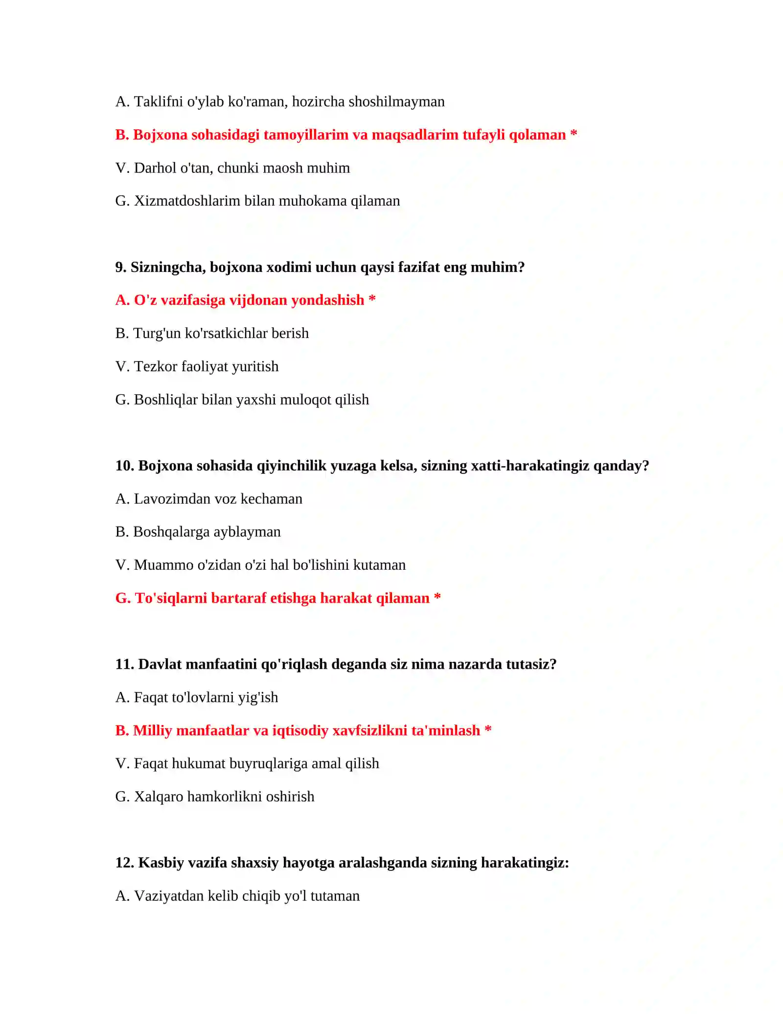 Bojxona IQ test bazasi 4