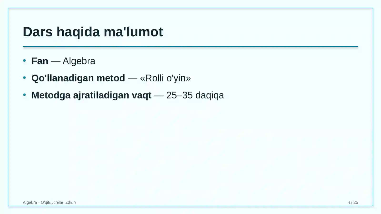 algebra darslarida rolli o'yin metodidan foydalanish 9018 4