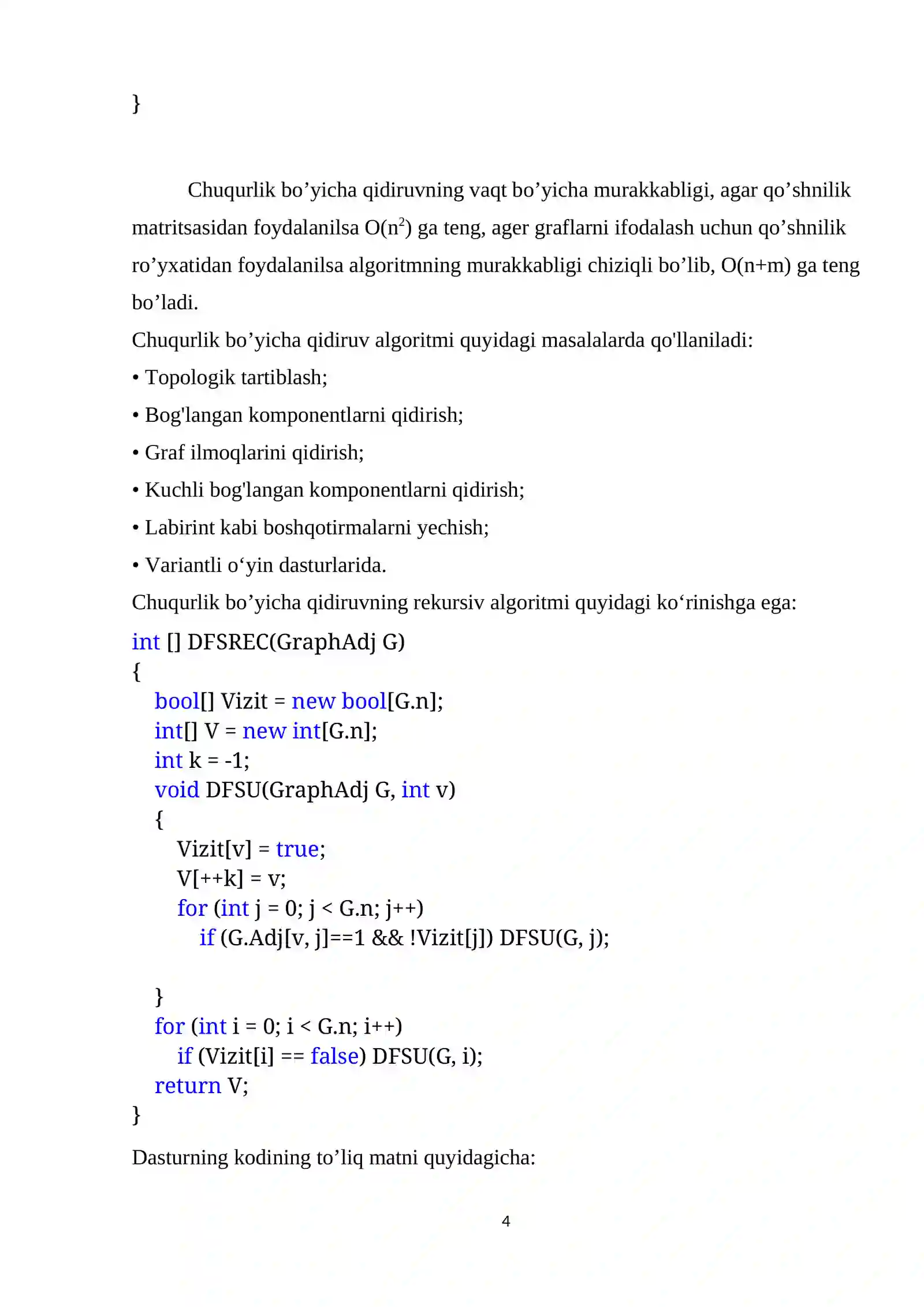 Graf bo’ylab o’tish algoritmlari 4