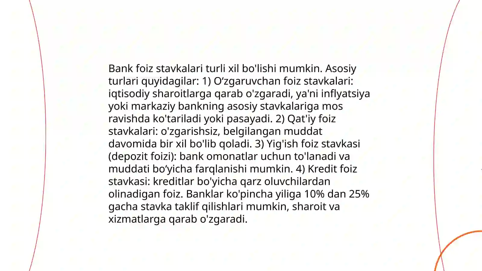 Xorijiy davlatlar banklarining foiz siyosati va foiz stavkalari 4
