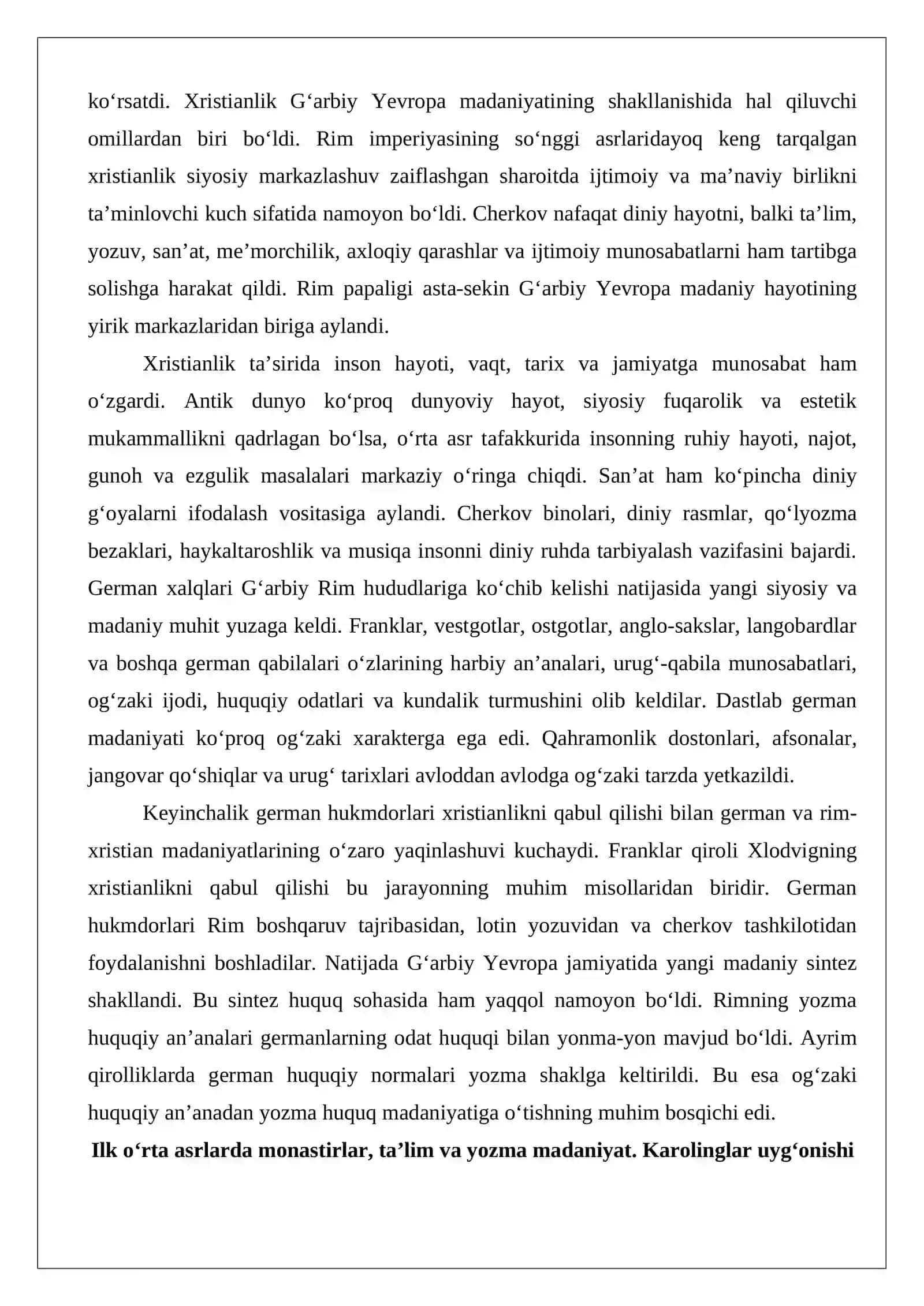 V-XV asrlarda G’arbiy Yevropada madaniyat tarixiga oid ilmiy tadqiqotlar 4