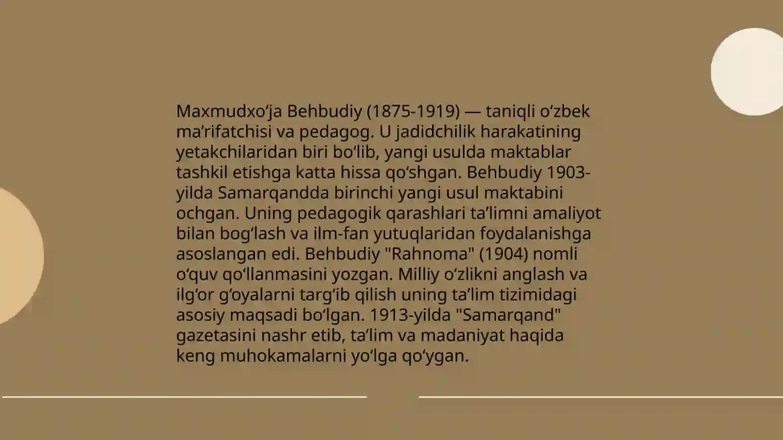 Turkiston oʻlkasida pedagogik fikrlarning paydo boʻlishi Siddiqiy,Hamza, Shakuriy, Avloniy, Behbudiy, va boshqalarning maktab va maorifning rivojlanishdagi vazifalari 4