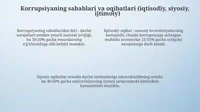 Korrupsiyaning mohiyati, oqibatlari va unga qarshi kurash mexanizmlari 4