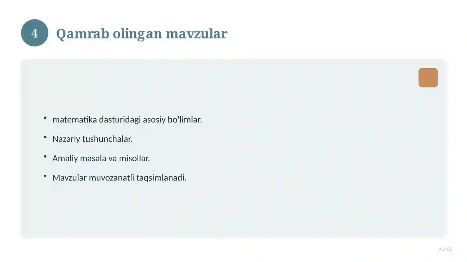 5-sinf matematika fanidan test 4