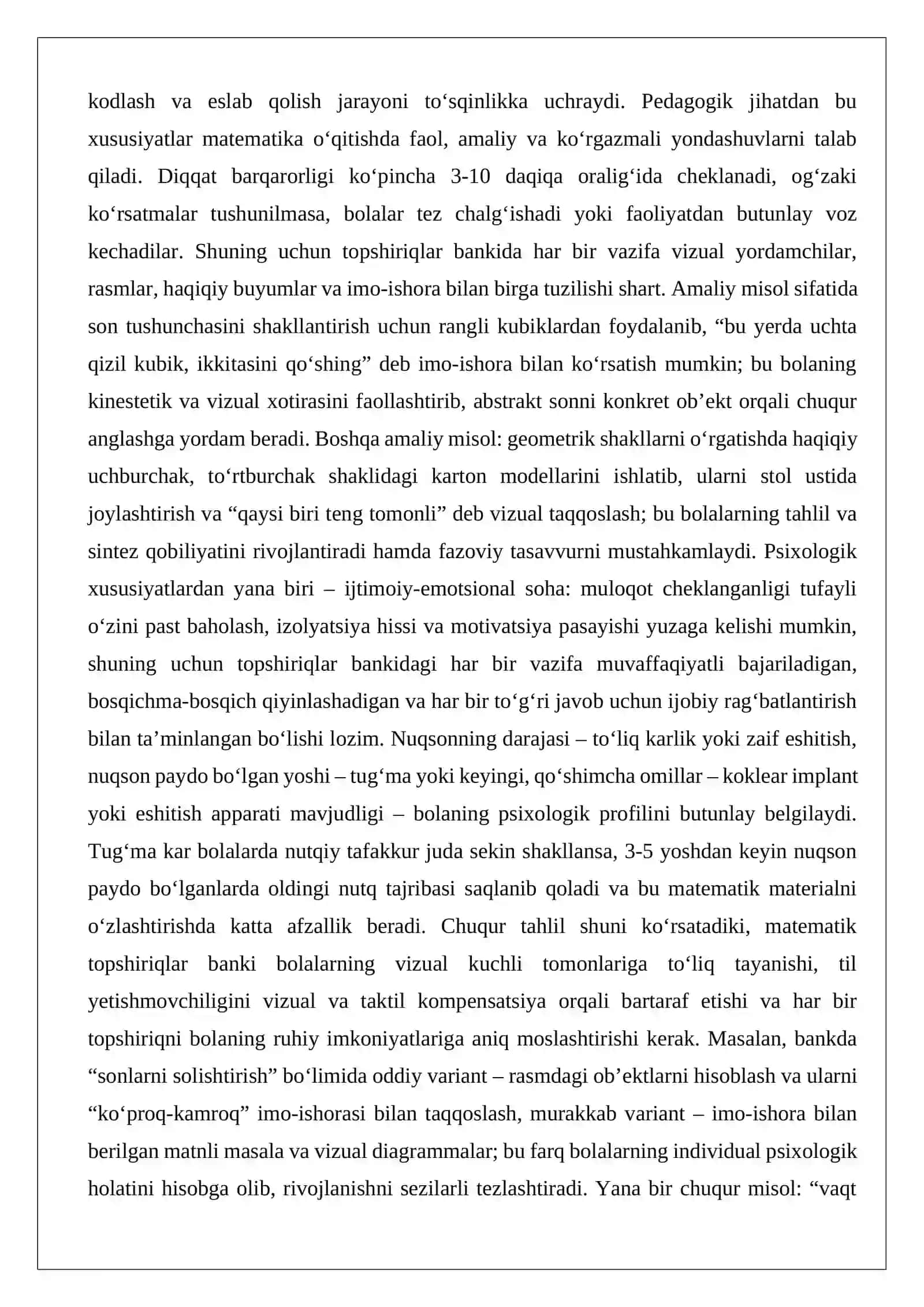 Maxsus ehtiyojli bolalar uchun matematik topshiriqlar bankini yaratish 4