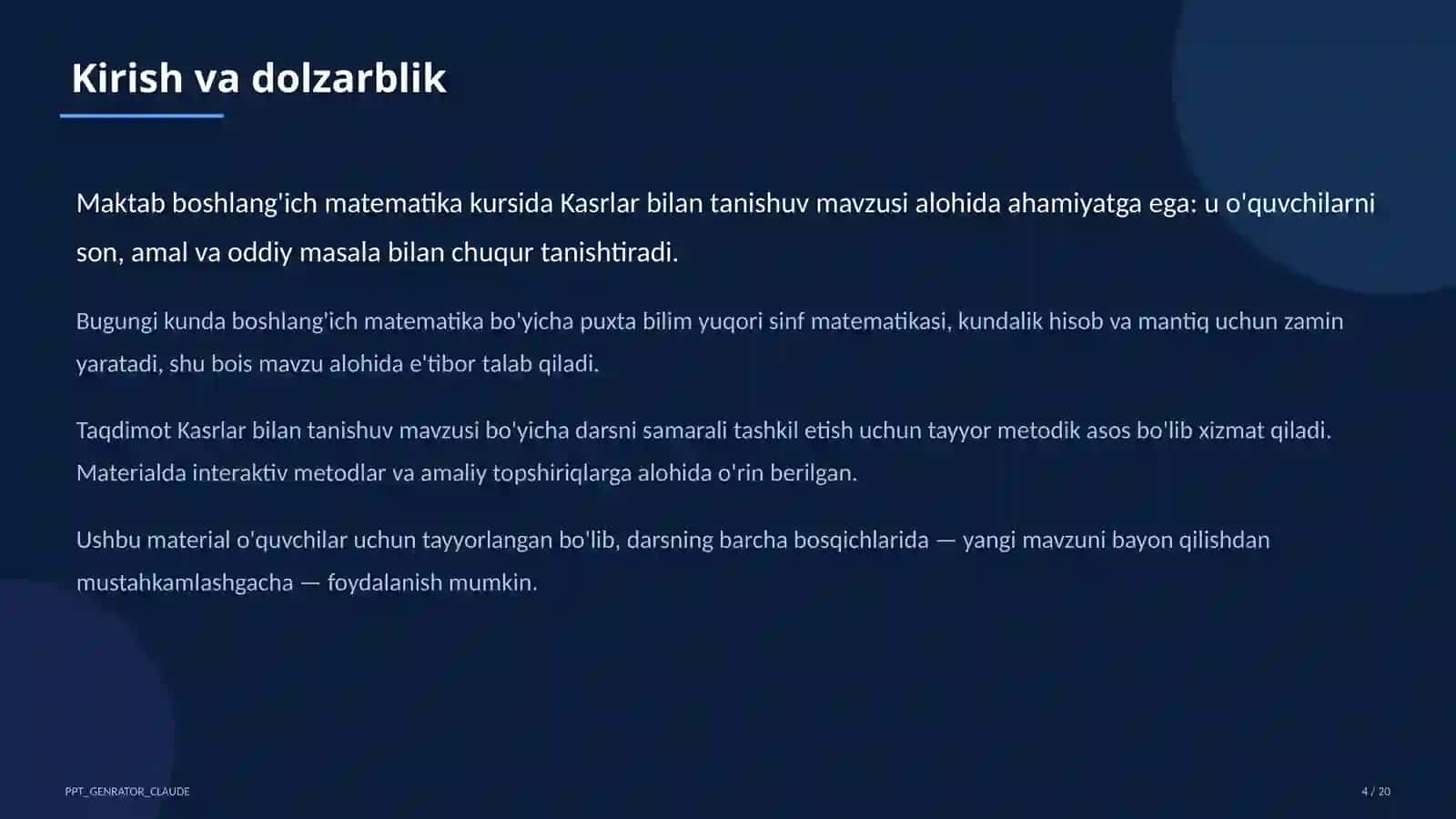 Kasrlar bilan tanishuv (4-sinf) 1