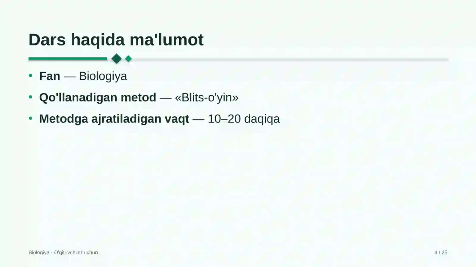 biologiya darslarida blits o'yin metodidan foydalanish 6955 4