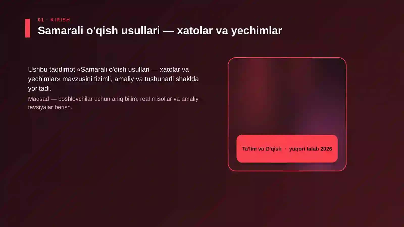 Samarali o'qish usullari — xatolar va yechimlar 4