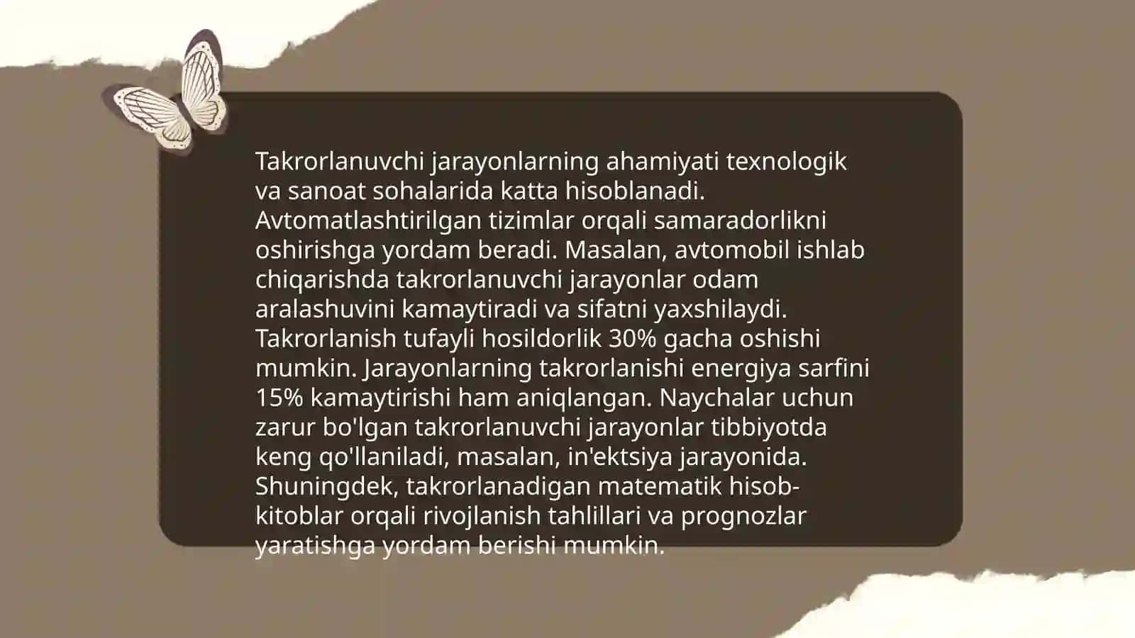 Takrorlanuvchi jarayonlarni tashkil etishi 4