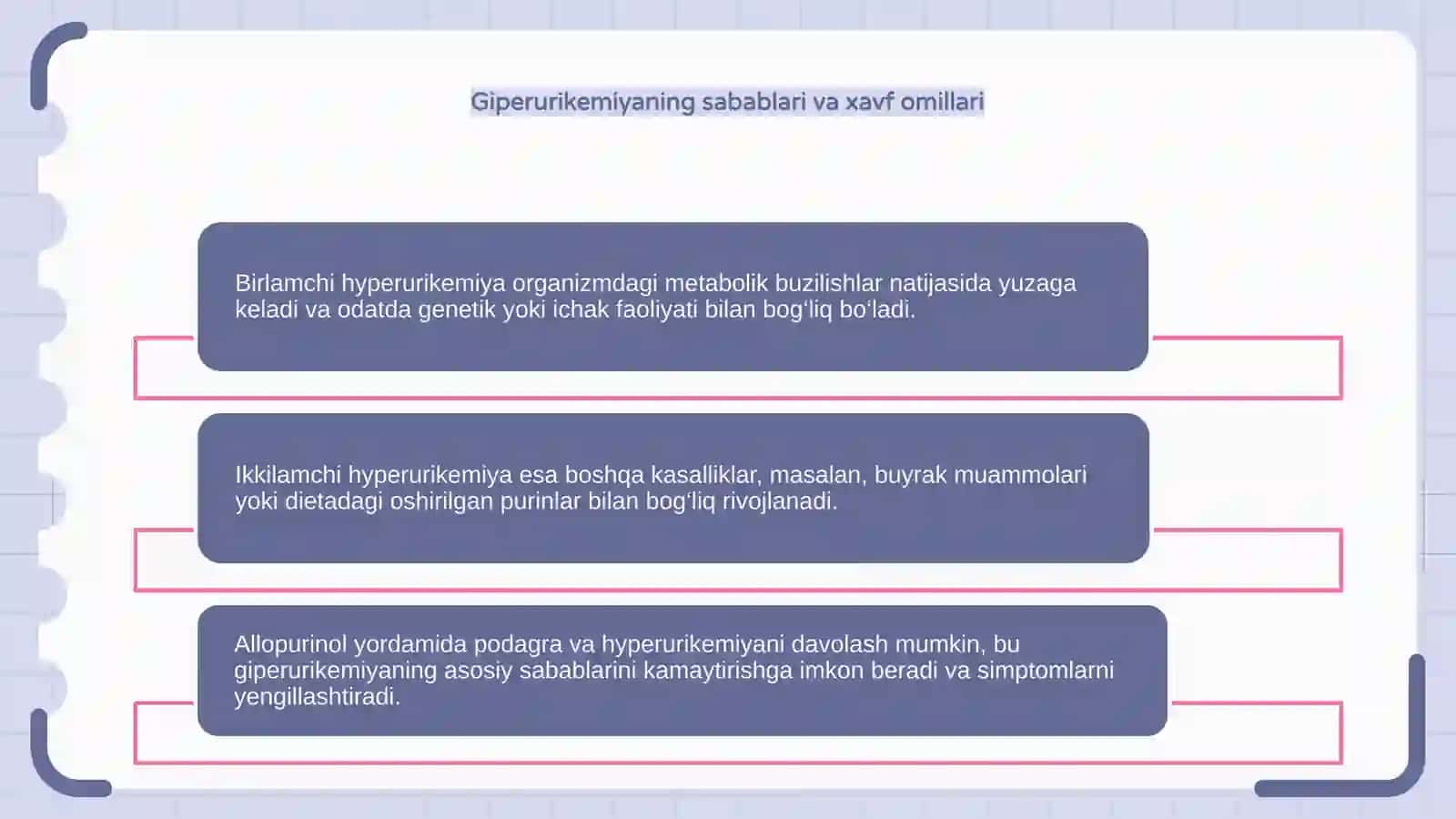 Birlamchi va ikkilamchi giperurikemiya, podagra va ularni allopurinol bilan davolash 4