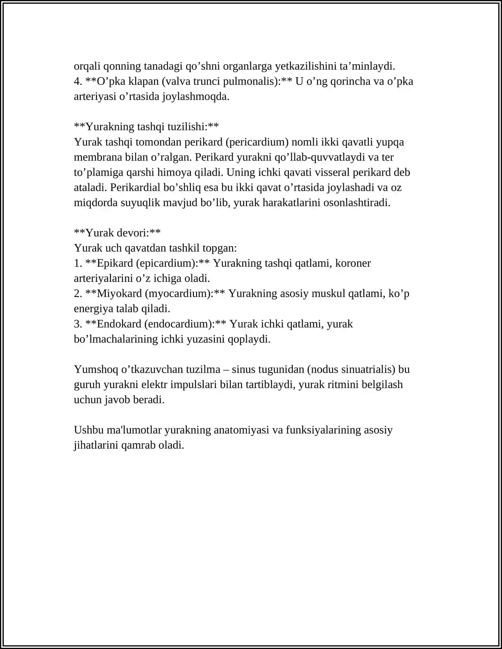 YURAKNING TUZILISHI, JOYLASHISHI VA UNI VAZIFASI 4