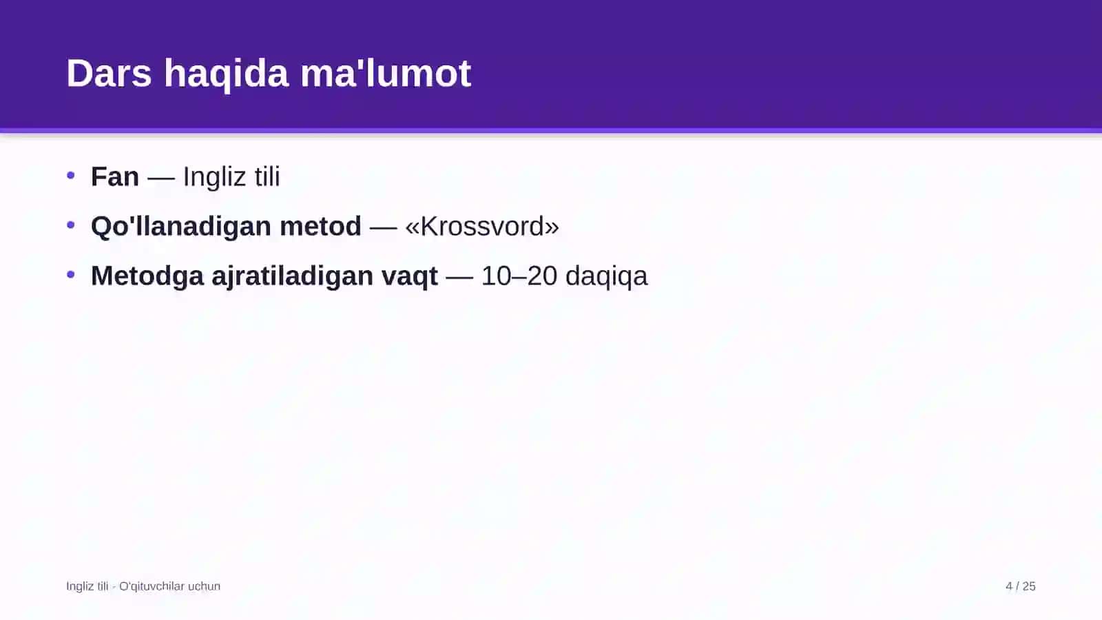 ingliz tili darslarida krossvord metodidan foydalanish 9378 4