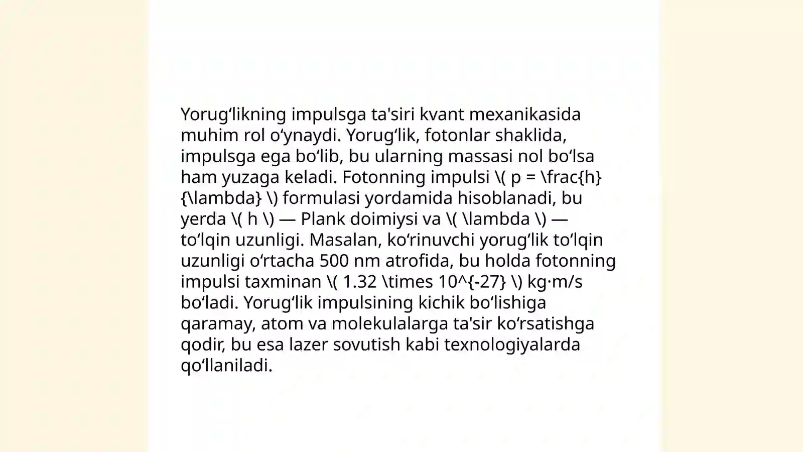 Yorug‘lik bosimi va Kompton effekti 4