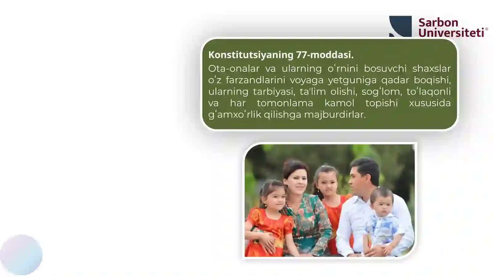 “Oila, yoshlar va bolalar huquqlarining konstitutsiyaviymuhofazasi” 2-qism 4